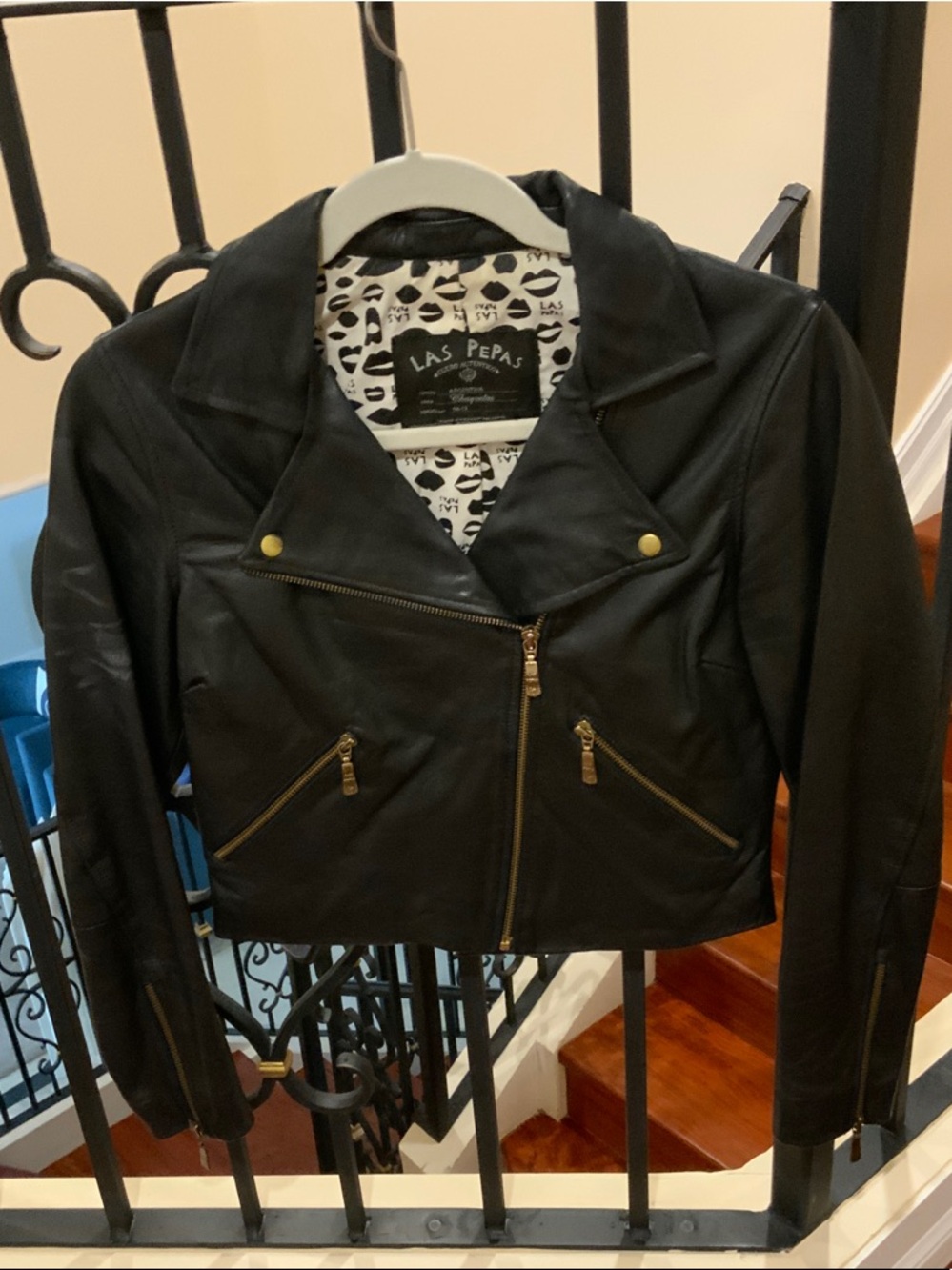 Black real Leather Cropped Moto Jacket